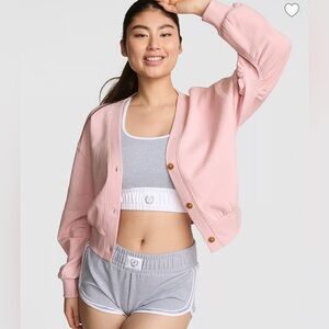 Victoria‎ Secret PINK Ivy Fleece Cropped Cardigan Size XS Color Pink